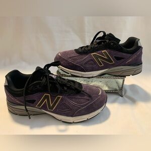 GUC NEW BALANCE 990V4 LITE PURPLE SUEDE ATHLETIC SHOES BOYS SIZE 6.5/WOMENS 7.5M